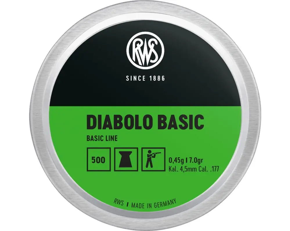 RWS DIABOLO BASIC 0.45G, .177 CAL, 7.0 GRAINS