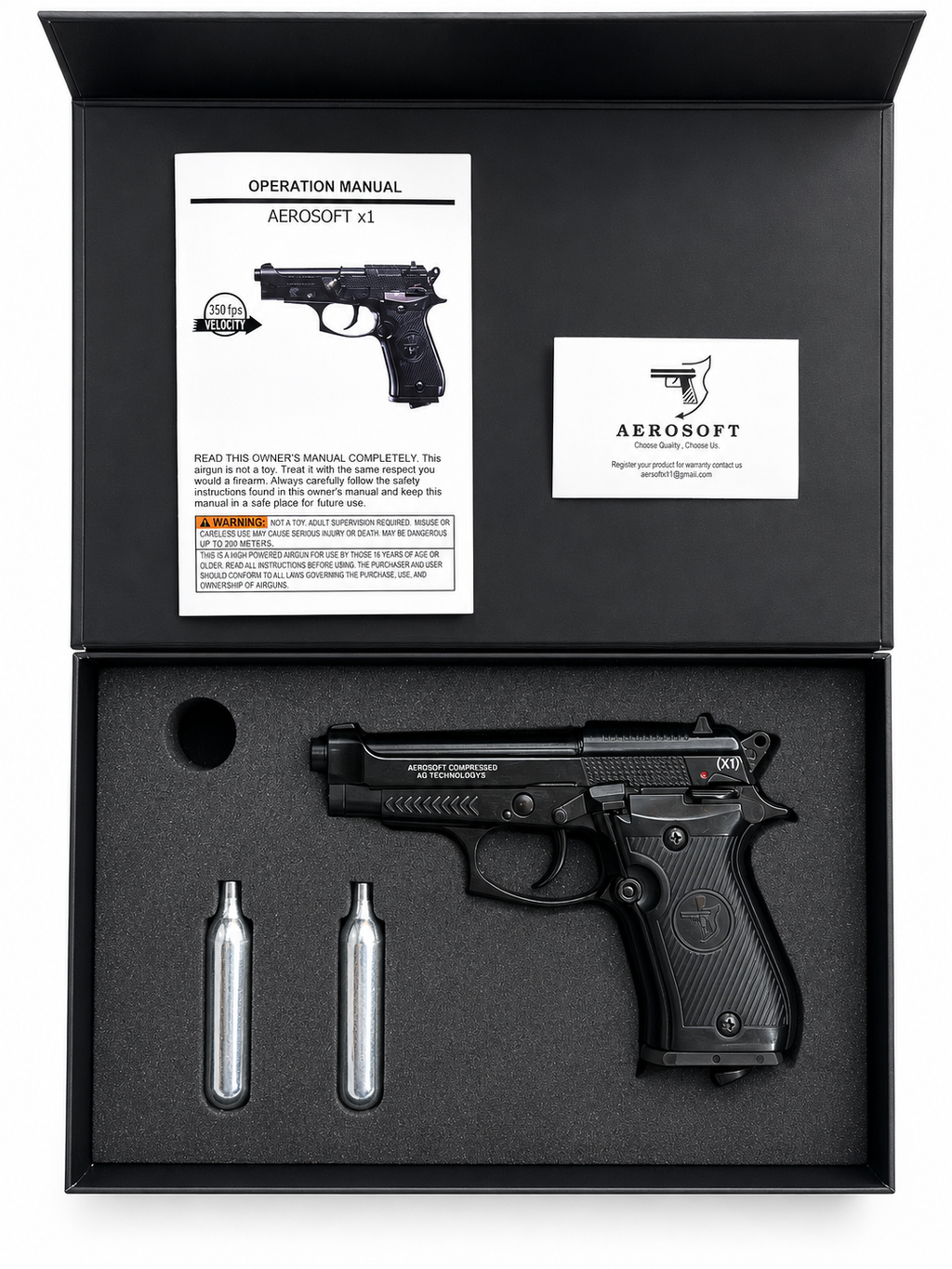 Aerosoft X1 CO₂ Air Pistol (Beretta 84FS) by Airpistolindia