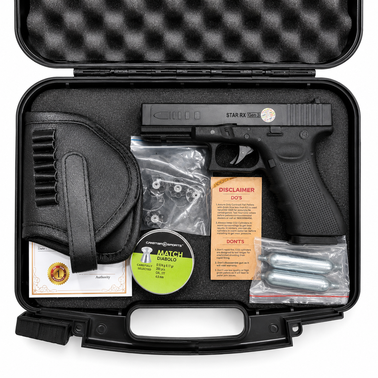 Camstar Star RX Gen 3 Co2 Pellet Air Pistol - Black, Made In India.