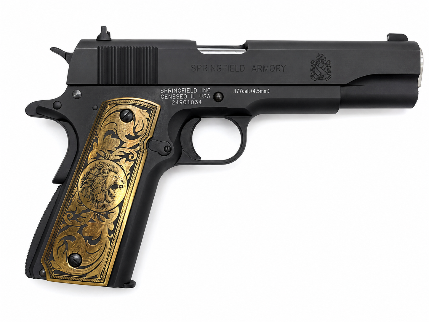 Springfield Armory 1911 CO2 Air Pistol with Custom Brass Grip – Premium .177 Cal BB Air Pistol