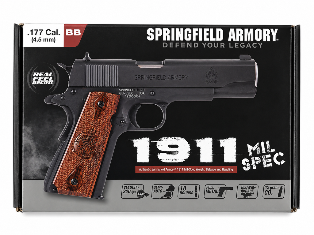 Springfield Armory 1911 CO2 Air Pistol with Custom Brass Grip – Premium .177 Cal BB Air Pistol